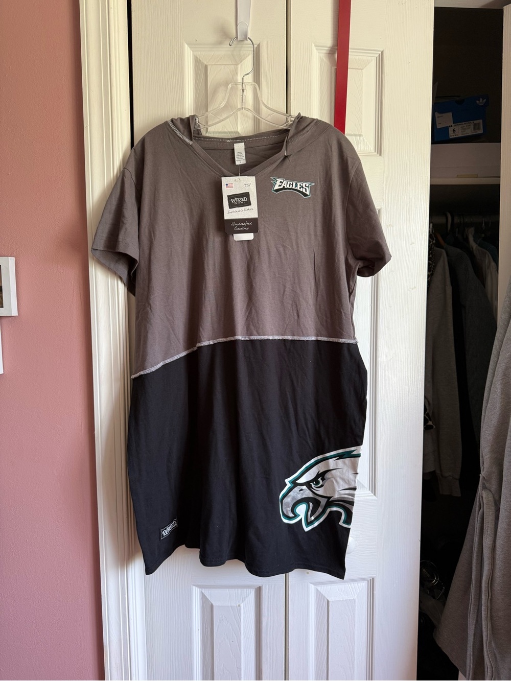 NFL Womens Philadelphia Eagles football V-Neck Mini Dress with Team Logo sz L